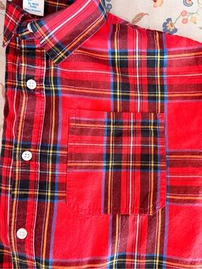100% Cotton Big Kids' Red Plaid Button-Down Shirt - Classic Button Front